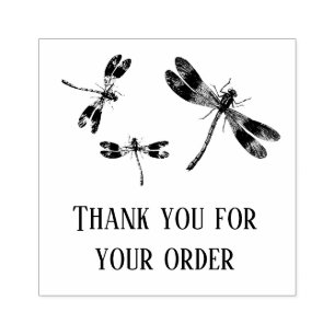Three Dragonflies Thank you for Your Order Rubber Stamp