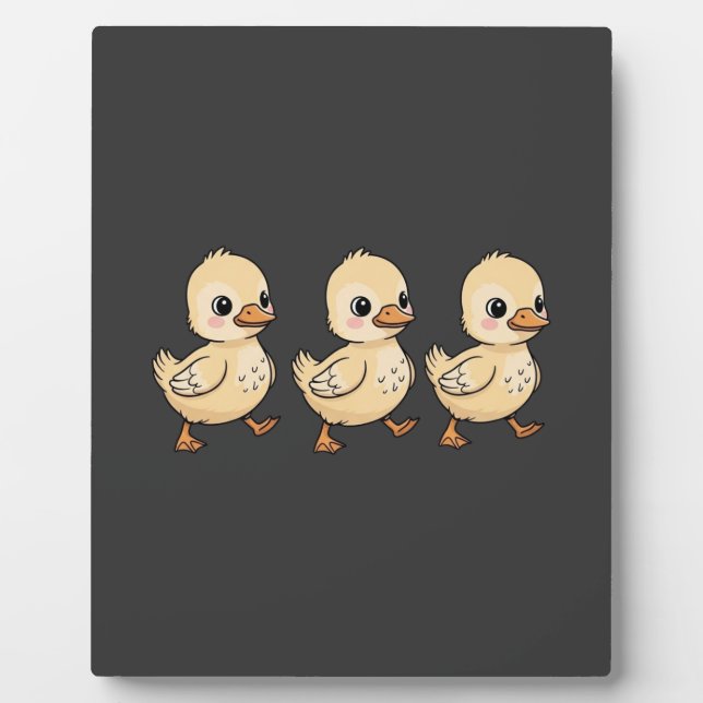 Three Ducklings Walking in a Row – Cute Plaque (Front)