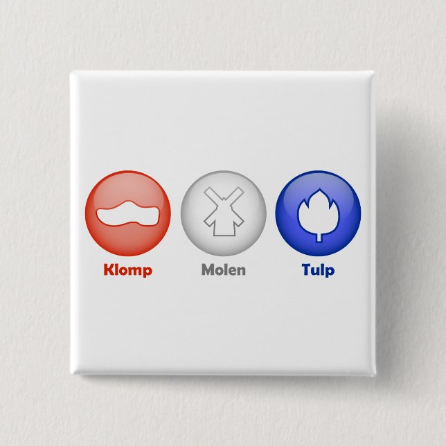Three Dutch Icons 2 Inch Square Button (Front)