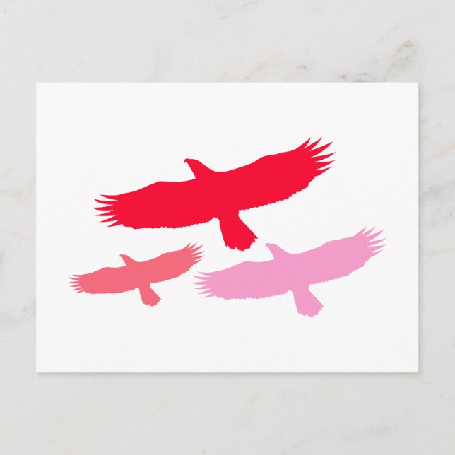 Three Eagles Flying (Red) Postcard (Front)