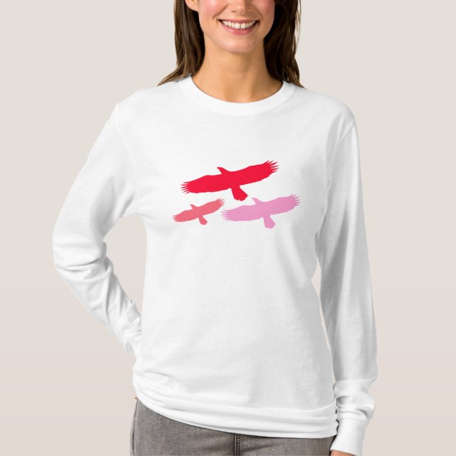 Three Eagles Flying (Red) T-Shirt (Front)