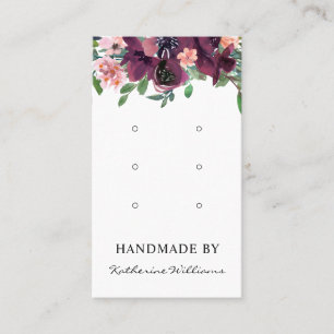 Three Earring Display Card   Burgundy Watercolor