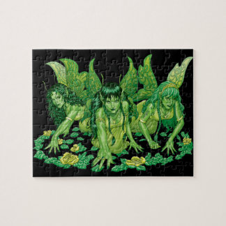 Three Earth Fairies Fantasy Art by Al Rio Jigsaw Puzzle