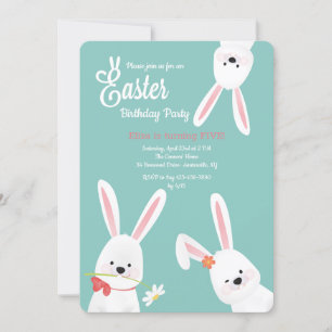 Three Easter Bunnies Birthday Party Invitation