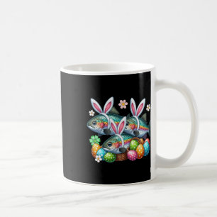 Three Easter Bunny Trout Fishes Hunting Eggs Sket Coffee Mug
