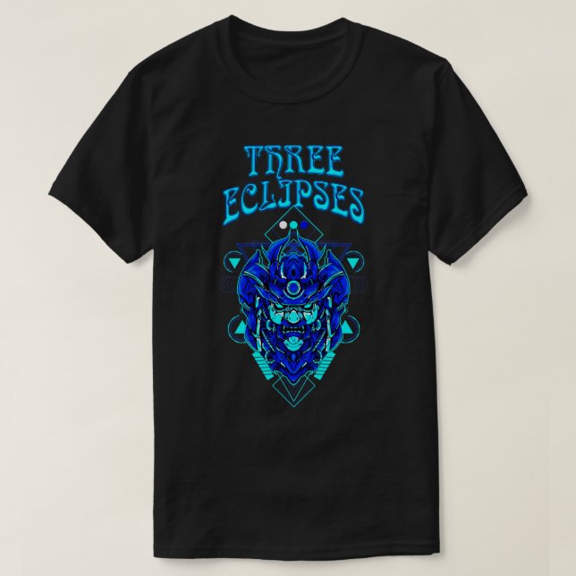 Three Eclipses Japanese Cyborg Samurai Demon Oni M T-Shirt (Design Front)