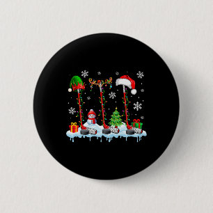 Three Elf Santa Reindeer Hockey Equipments Xmas Pl 2 Inch Round Button