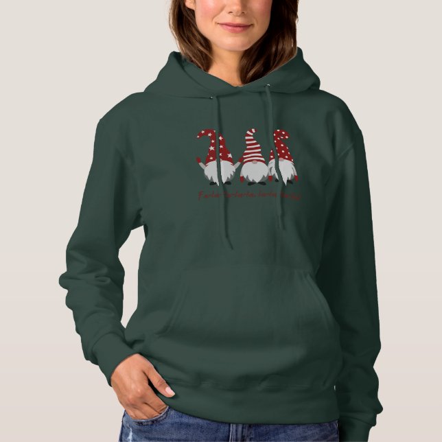 Three Elves with Hats Fa la la la la la Hoodie  (Front)
