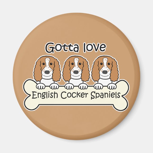 Three English Cocker Spaniels Magnet (Front)