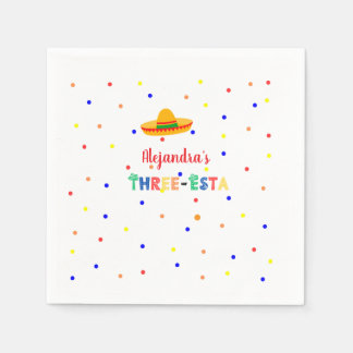 Three Esta Fiesta 3rd birthday party Napkin