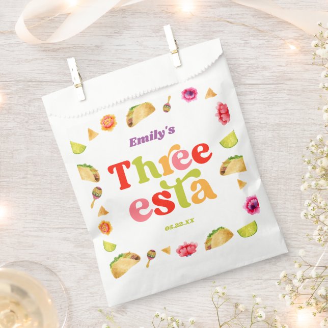 Three Esta Fiesta Taco Tuesday 3rd Birthday Party Favour Bag (Clipped)