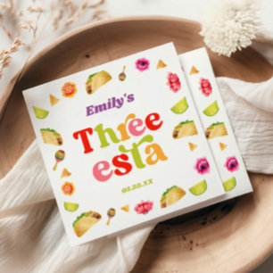 Three Esta Fiesta Taco Tuesday 3rd Birthday Party Napkin
