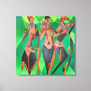 Three Ethnic Traditional Black Women Dancing Canvas Print