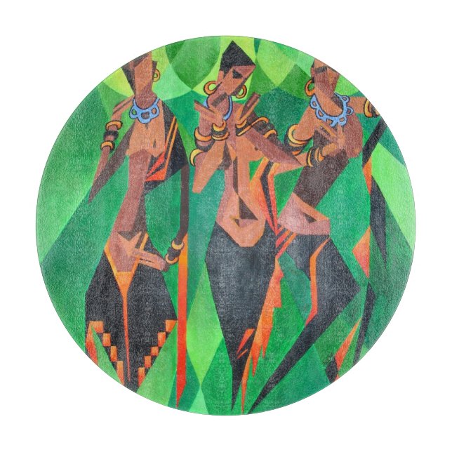 Three Ethnic Traditional Black Women Dancing Cutting Board (Front)
