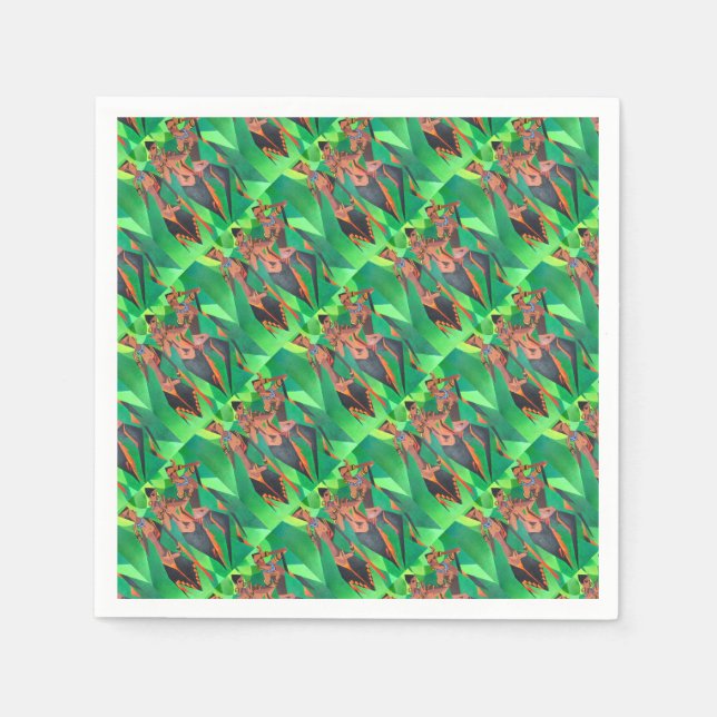 Three Ethnic Traditional Black Women Dancing Napkin (Front)