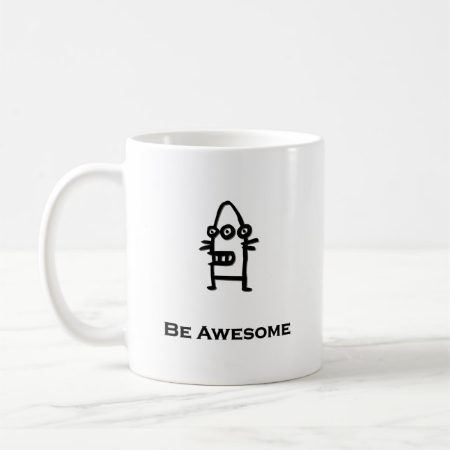 Three Eye Bot Be Awesome Coffee Mug (Left)