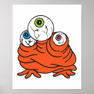 three eyeballs monster poster