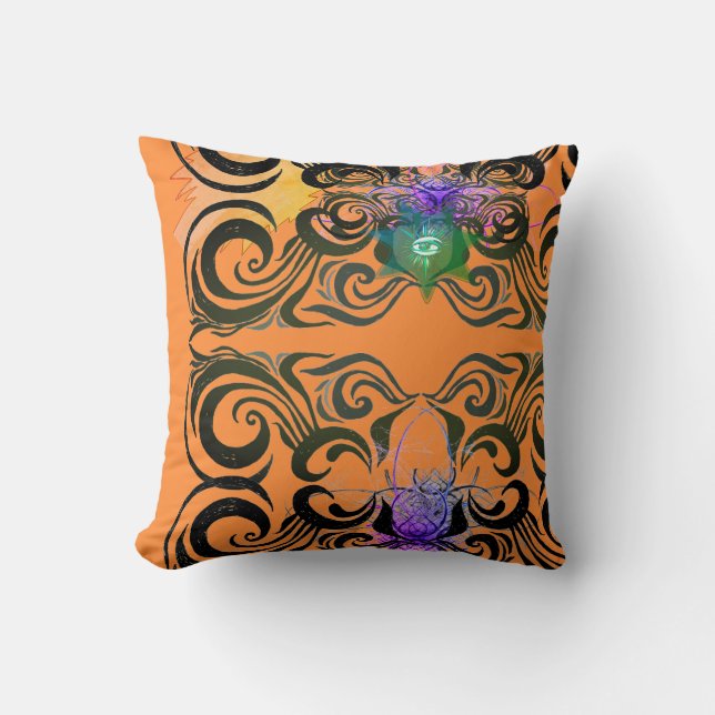 Three Eyed Elegant Alien Tribe Duvet Cover Throw Pillow (Front)