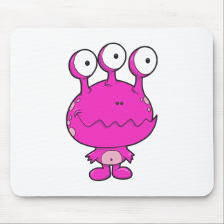 three eyed happy monster  hot pink mouse pad