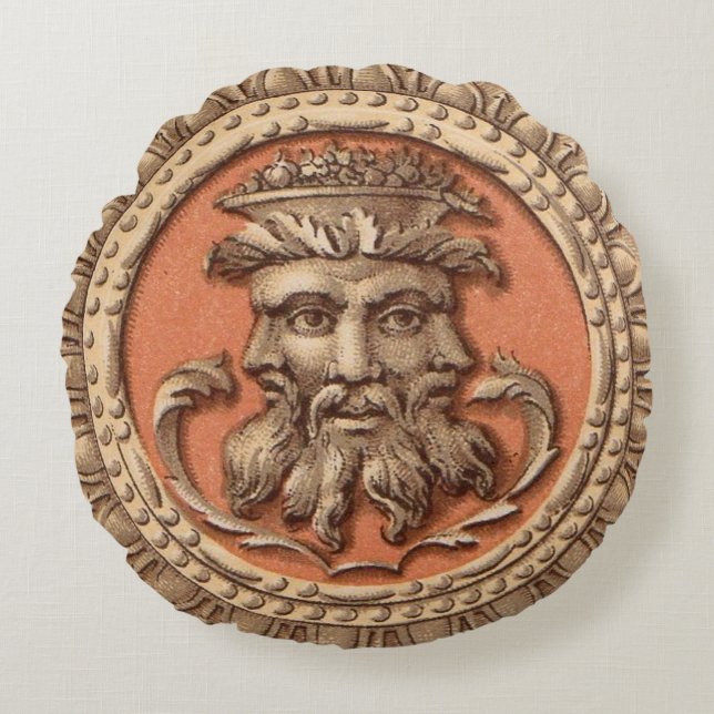  three faces print round pillow (Front)