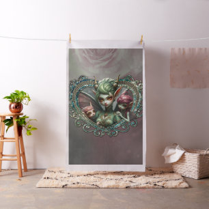 Three fairies, the companions of the magic heart. fabric
