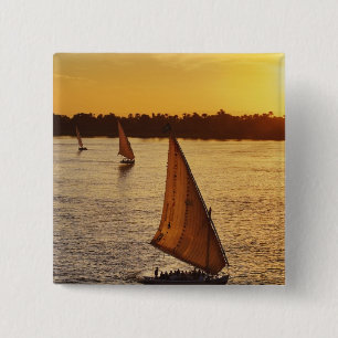 Three falukas with sightseers on Nile River at 2 Inch Square Button