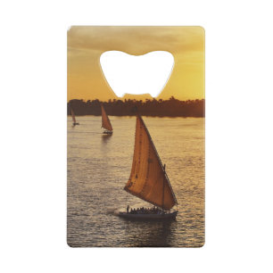Three falukas with sightseers on Nile River at Credit Card Bottle Opener