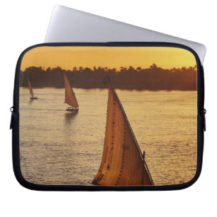 Three falukas with sightseers on Nile River at Laptop Sleeve