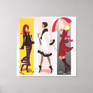 Three Fashion Models 2 Wrapped Canvas
