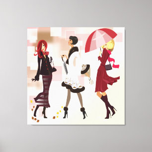 Three Fashion Models Wrapped Canvas