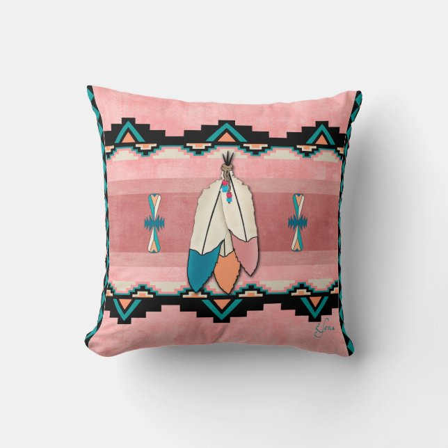 Three Feathers Throw Pillow (Front)