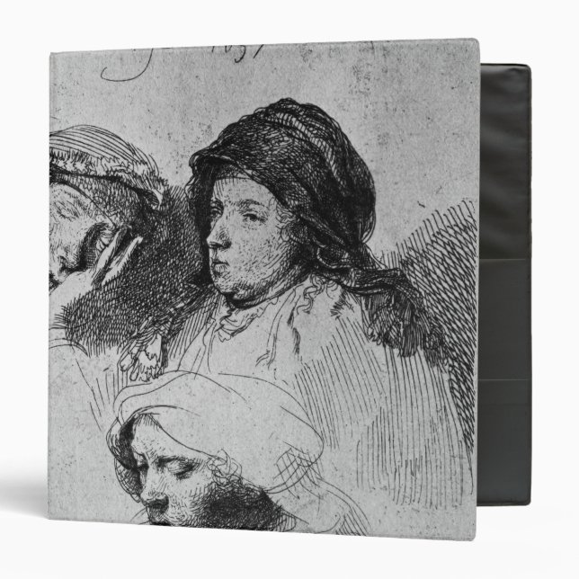 Three female heads with one sleeping, 1637 binder (Front/Inside)
