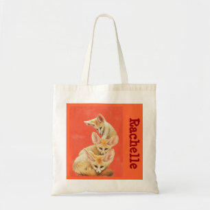Three fennec foxes tote bag