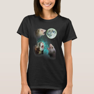 Three Ferrets Howl At Moon 3 Wolfs Wolves - Funny  T-Shirt