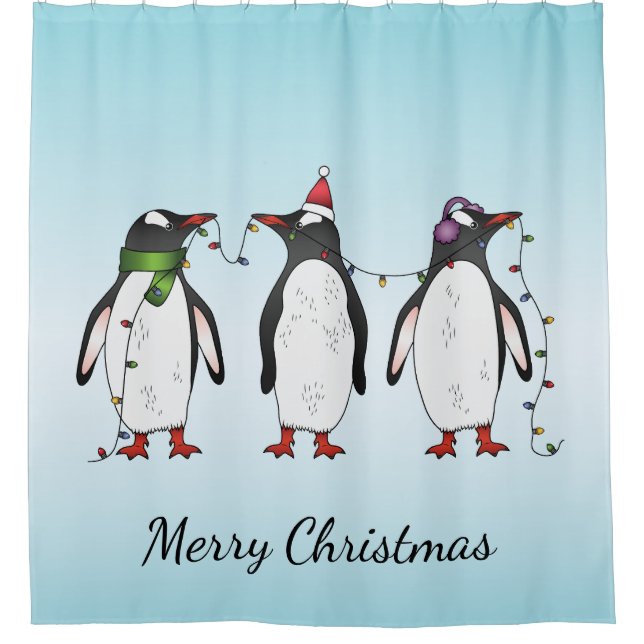 Three Festive Christmas Penguins With Custom Text (Front)