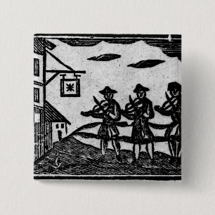 Three Fiddlers, from 'A Book Roxburghe Ballads' 2 Inch Square Button