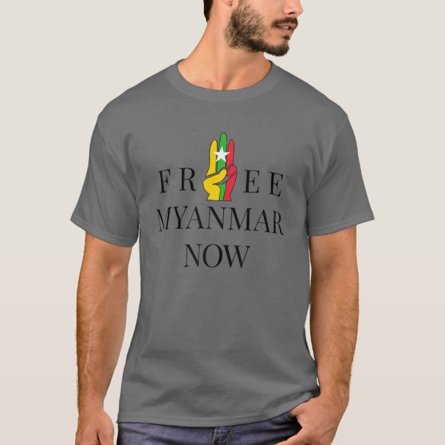 Three Finger Salute Myanmar Flag Save T-Shirt (Front)