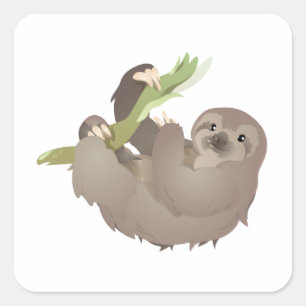 Three-Fingered Sloth Hanging with Happiness Square Sticker