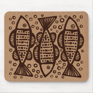 Three Fish - Cardboard Box Tex Mouse Pad