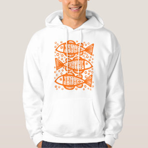 Three Fish -Orange Hoodie