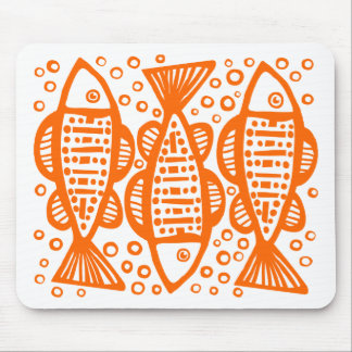 Three Fish - Orange Mouse Pad