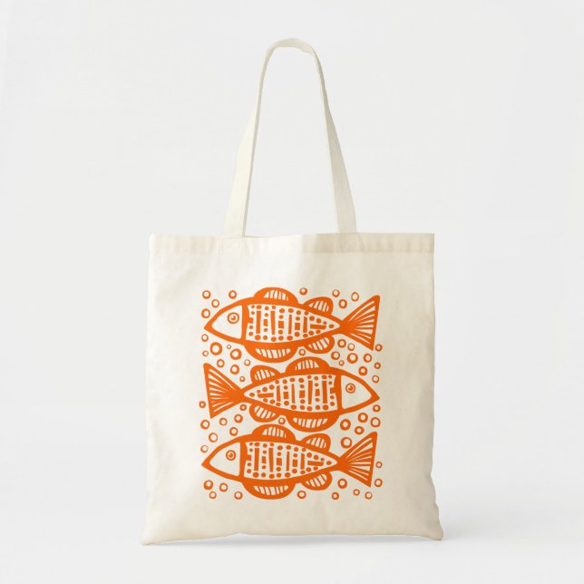 Three Fish - Orange Tote Bag (Front)