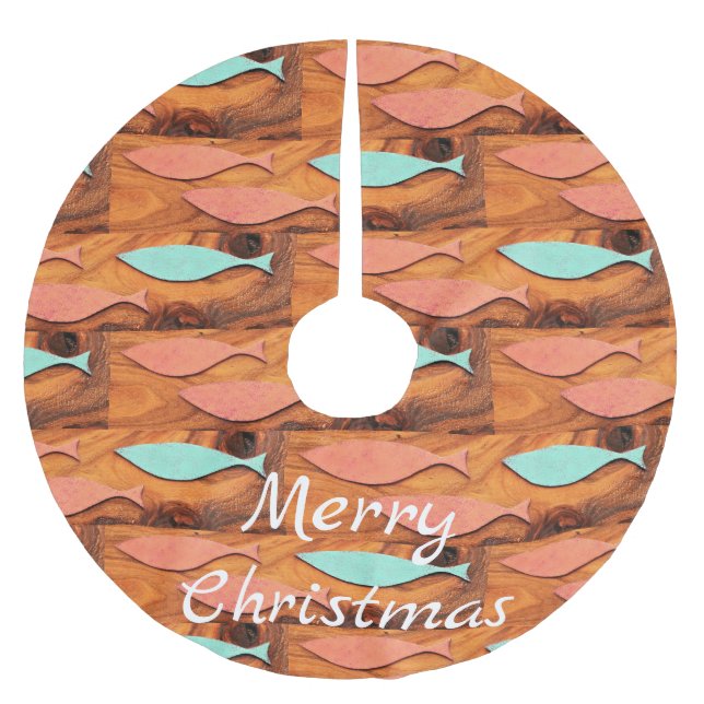 Three Fish Pattern Thunder_Cove Brushed Polyester Tree Skirt (Front)