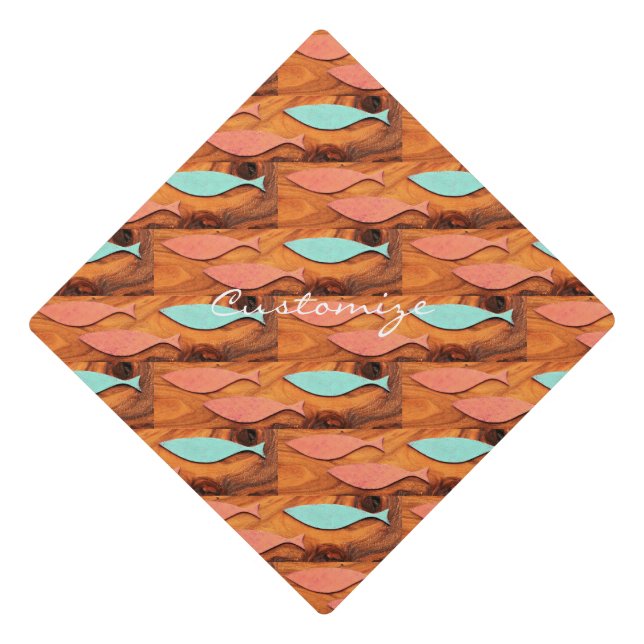 Three Fish Pattern Thunder_Cove Graduation Cap Topper (Front)