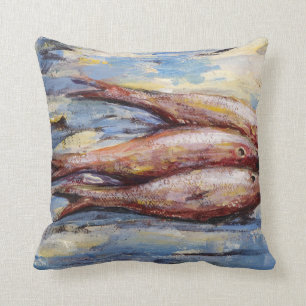 Three Fish Throw Pillow