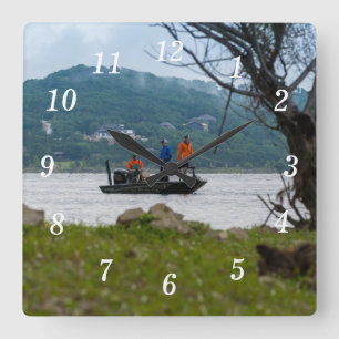 Three Fishermen On Table Rock Wall Clock