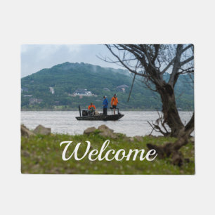 Three Fishermen On Table Rock Welcome Doormat
