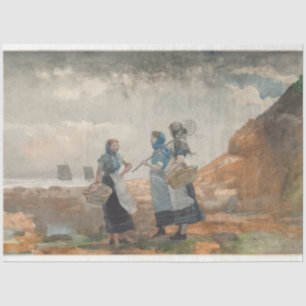 Three Fishing Girls (at Tynemouth, Northumberland) Tissue Paper