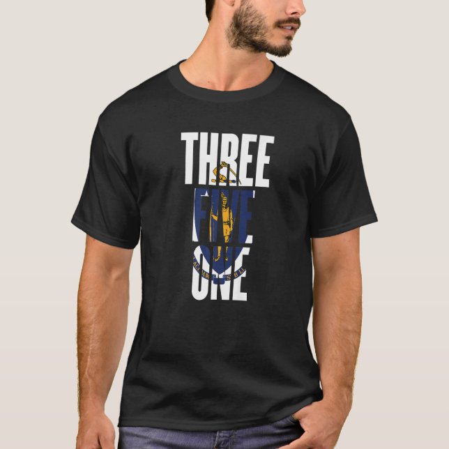 Three Five One 351 Area Code Lowell Massachusetts T-Shirt (Front)