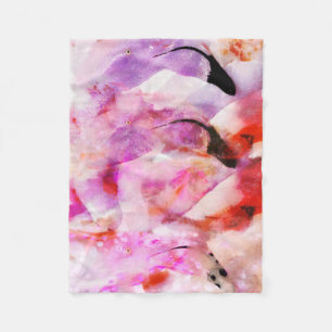 Three Flamingos Fleece Blanket